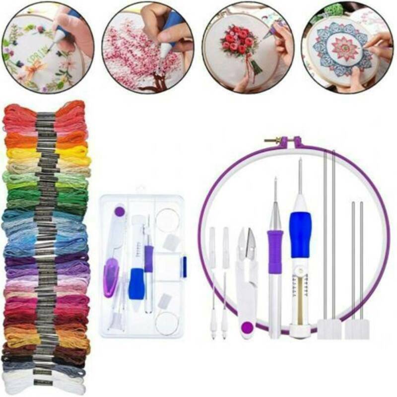 DIY Embroidery Knitting Punch Needle Pen Magic Sewing Tool Kit Thread Set USA !!