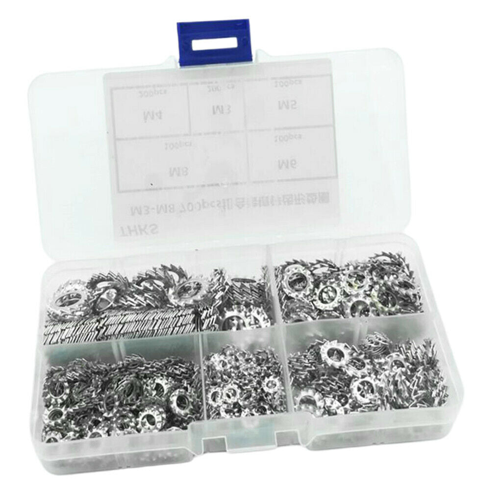 700pcs Lock Washers Galvanized Serrated Tooth Lock Washer Flat Washer Set