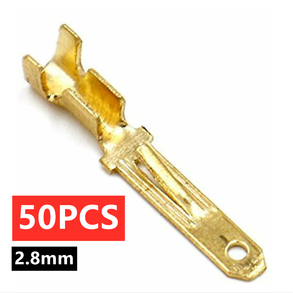 50Pcs Male Spade Quick Splice Crimp Terminals Connector Non Insulated 2.8mm