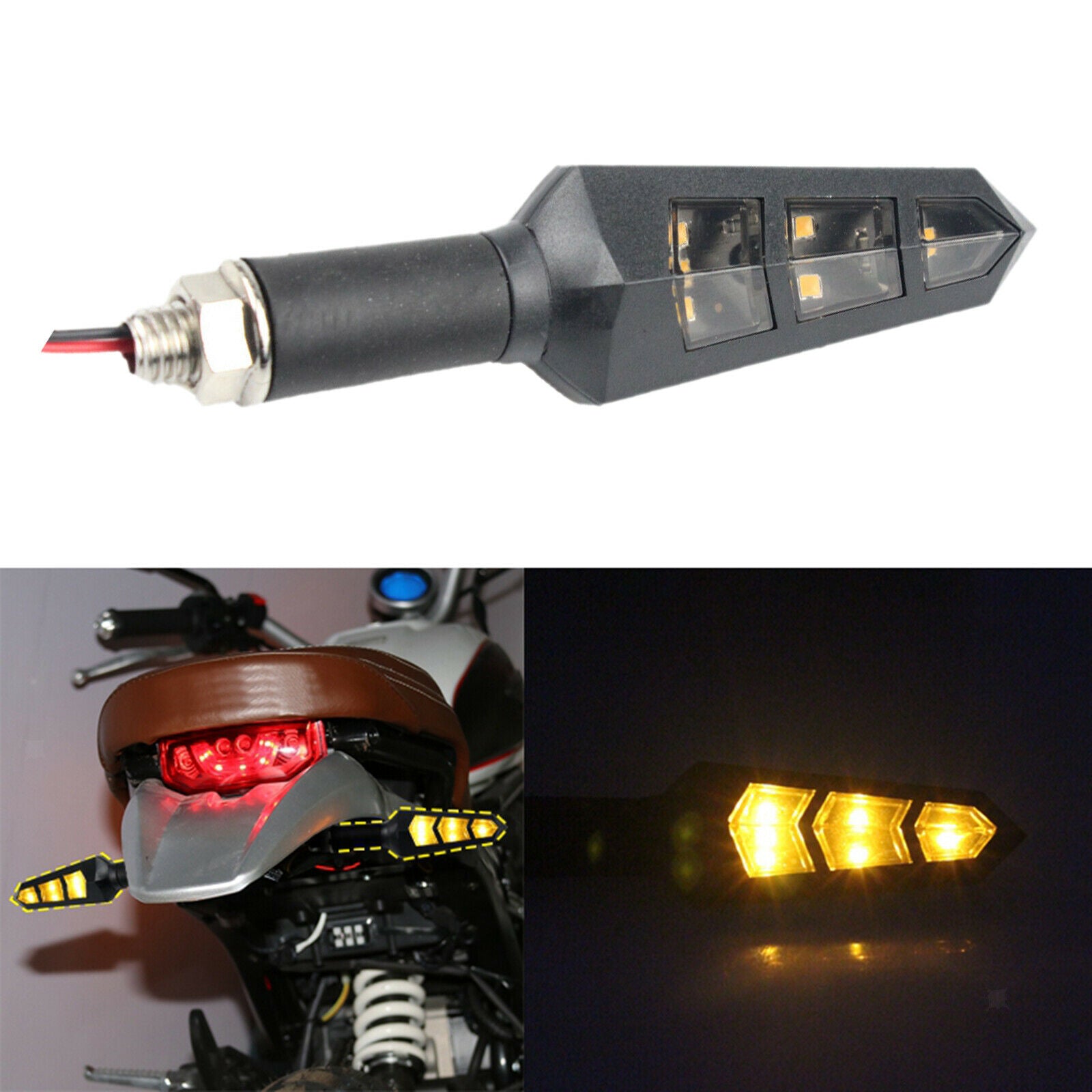 Turn Signal Lamp Amber 6 LED Turn Signal Light Lighting Accessory Black