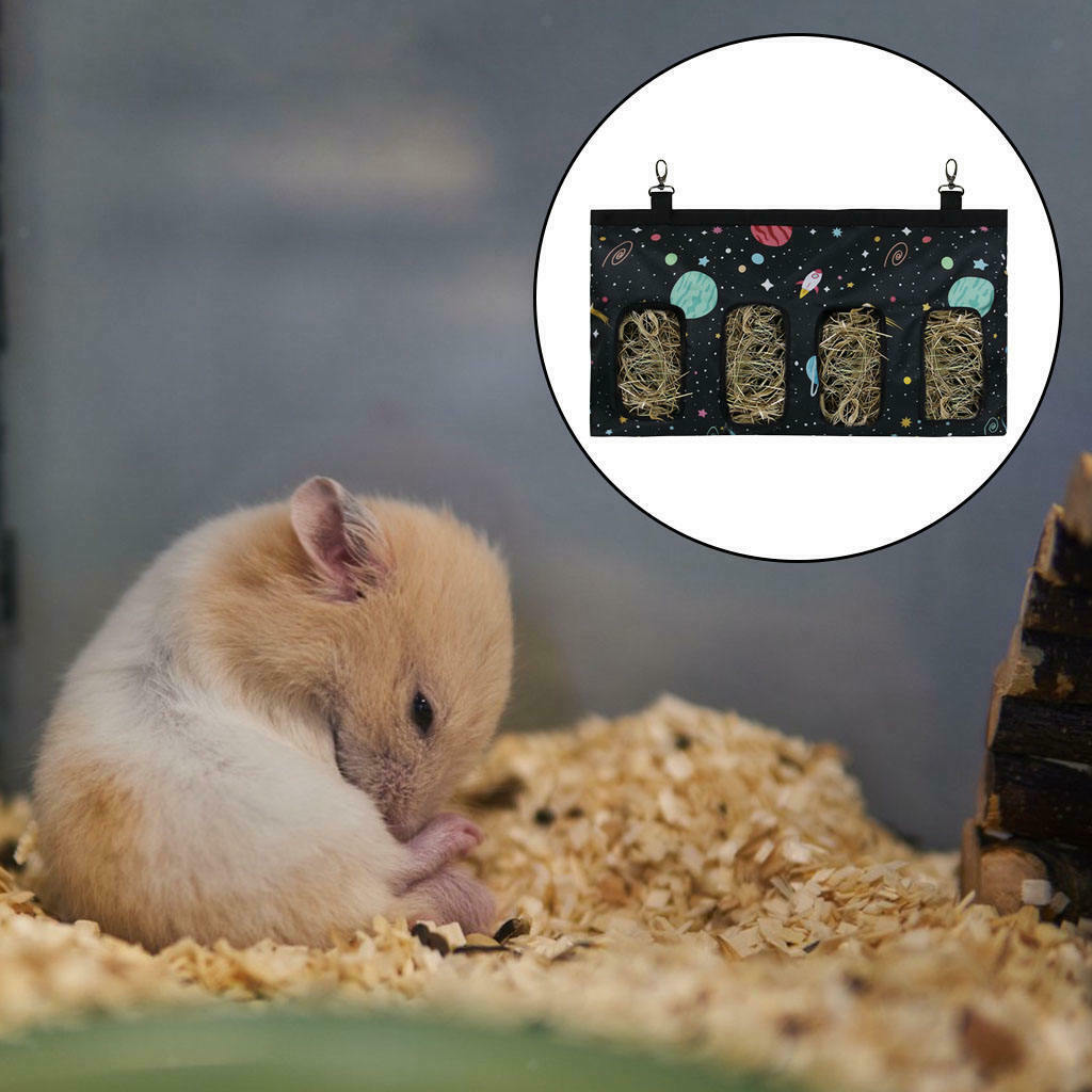 Rabbit Hay Bag Hanging Pouch Holder Feeder Cage Storage Pocket Sack Pack