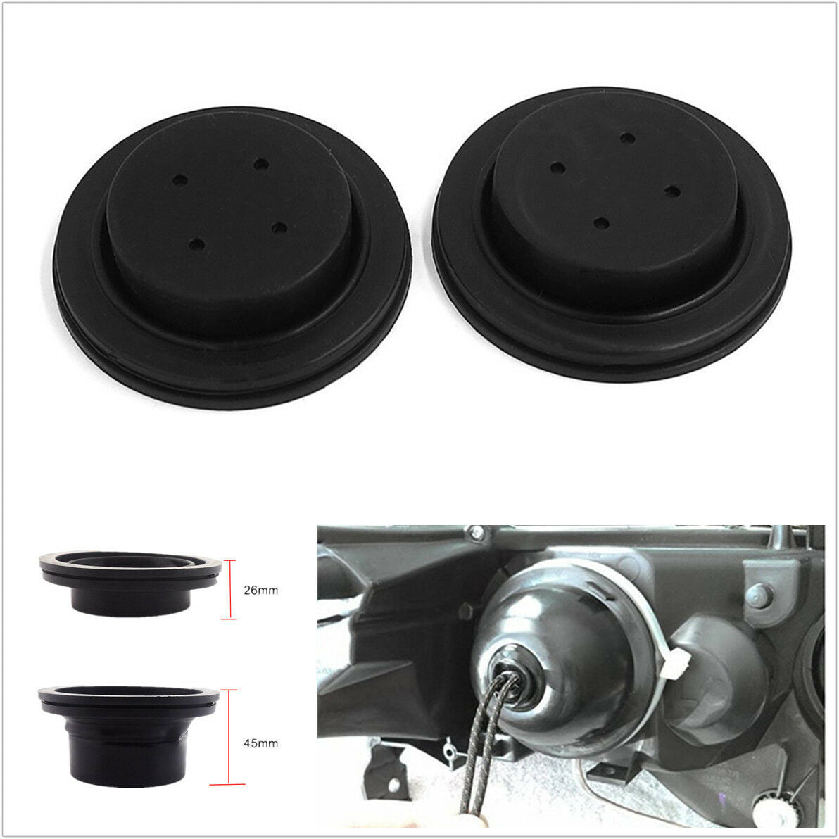 2x Rubber Housing Seal Caps Dust Cover For Headlight HID Conversion Kit Retrofit