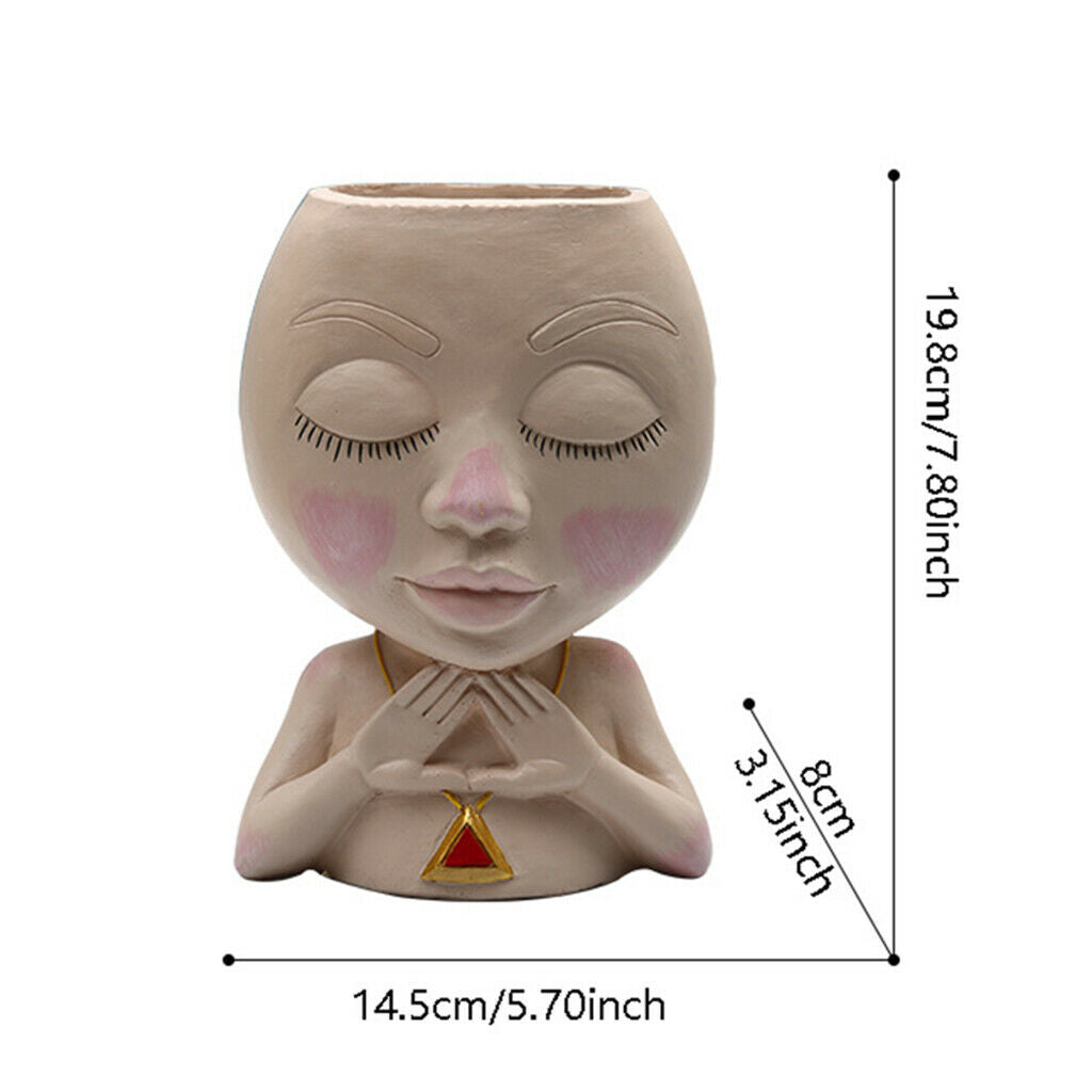 Nordic Portrait Planter Statue Flower Pot Holder Vase Office Ornament Decor