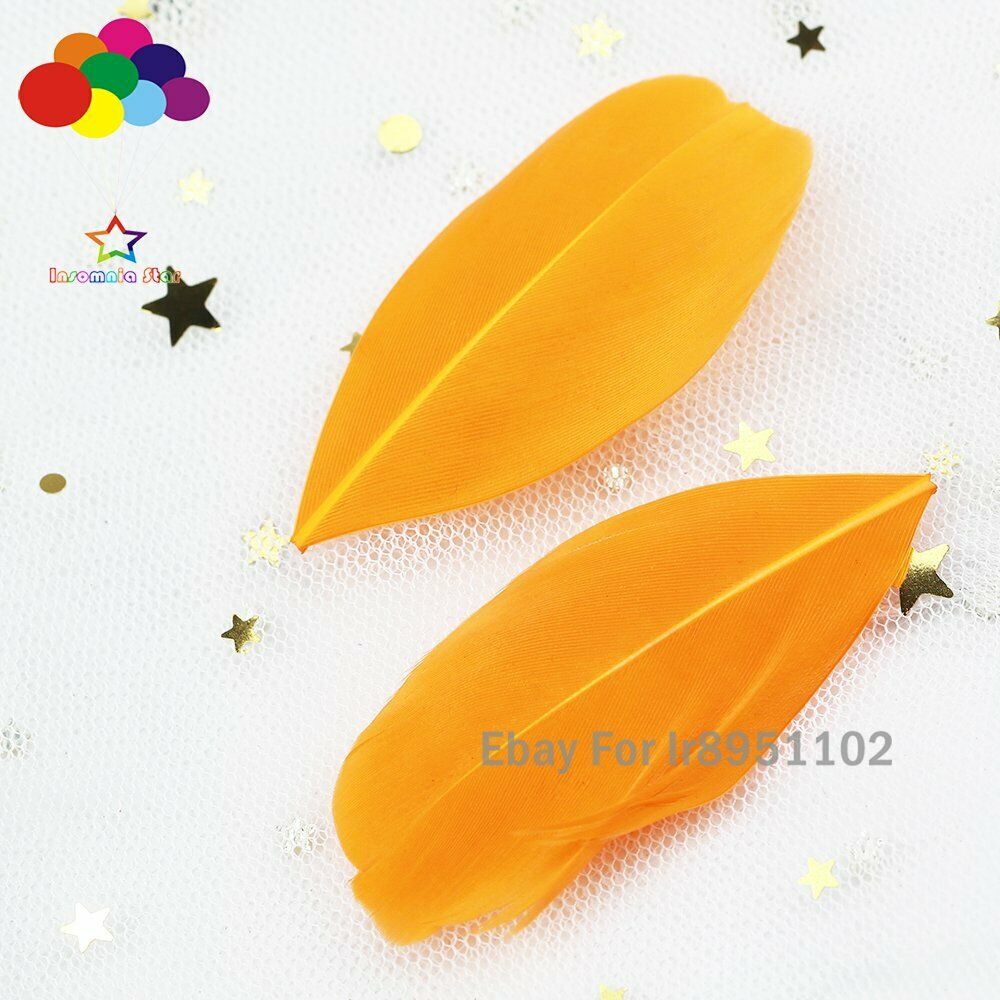 Round head Orange Natural Goose Feathers 5-7CM Plumes for Carnival Halloween 100