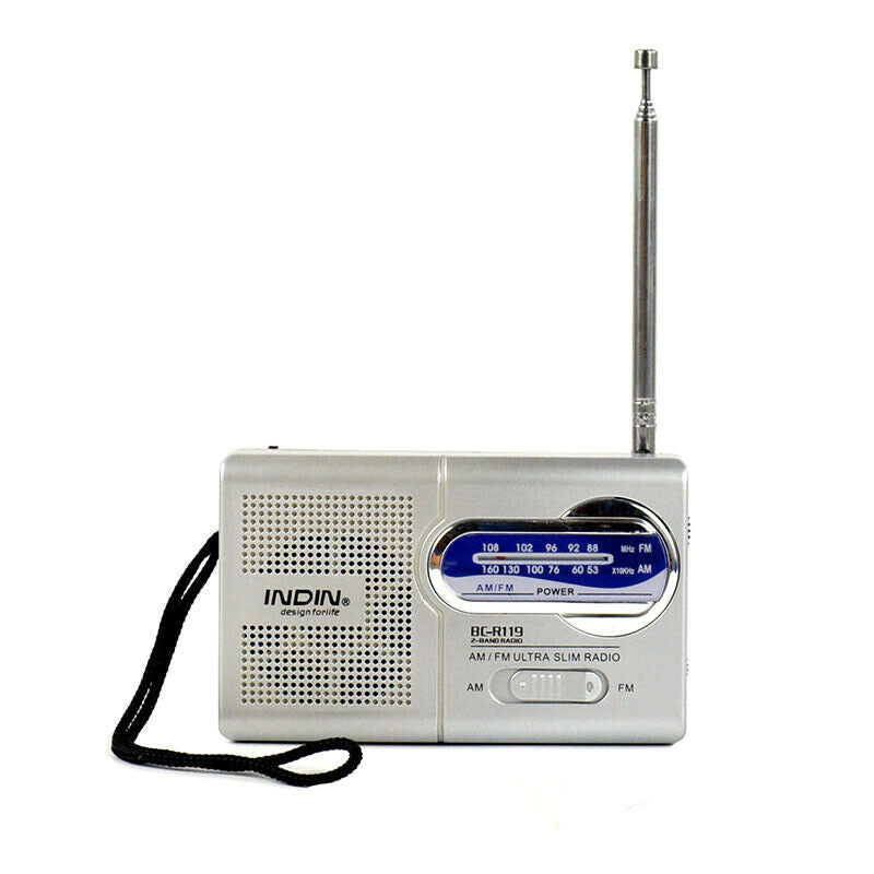 Universal Pocket AM/FM Receiver Portable Radio Antenna Built in Speaker