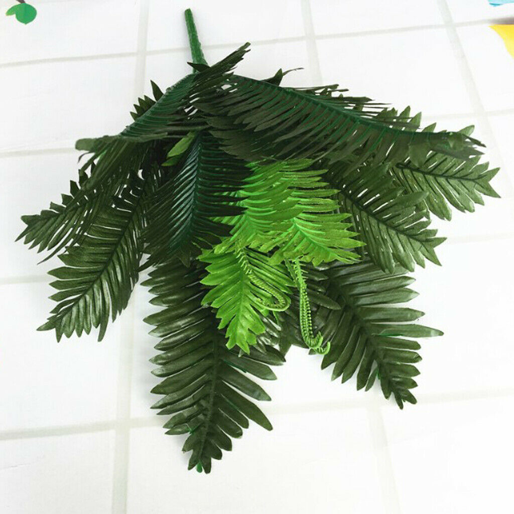 Artificial Cycas Leaves Silk Cloth Plastic Plants Bouquet Green 18 Leaves