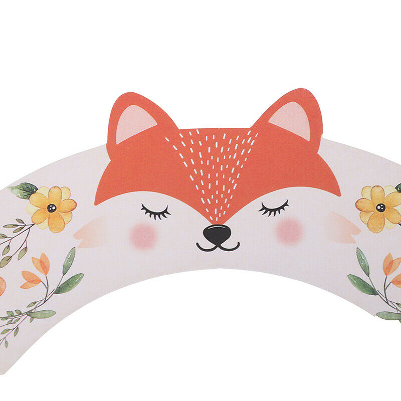 12pcs Woodland Animal Fox Cupcake Topper Wrappers Fiesta Birthday Party S.l8