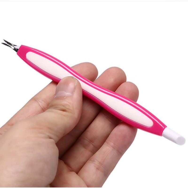 2in1 Nail Tips Buffer File Cuticle Trimmer Cuticle Pusher Remover Nail Tool-Y1