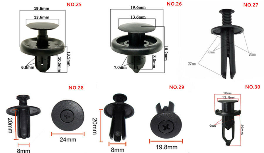 150Pcs Mixed Car Bumper Leaf Plate Fender Trunk Screw Rivets Fastener Clips Kit