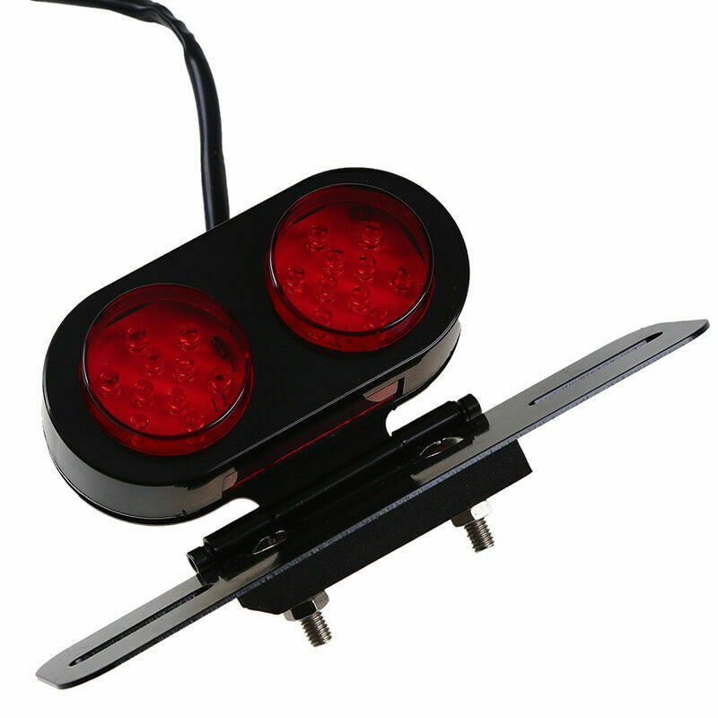 LED License Plate Holder Bracket Brake Tail Dual Light Fit For Pit Bike ATV Red