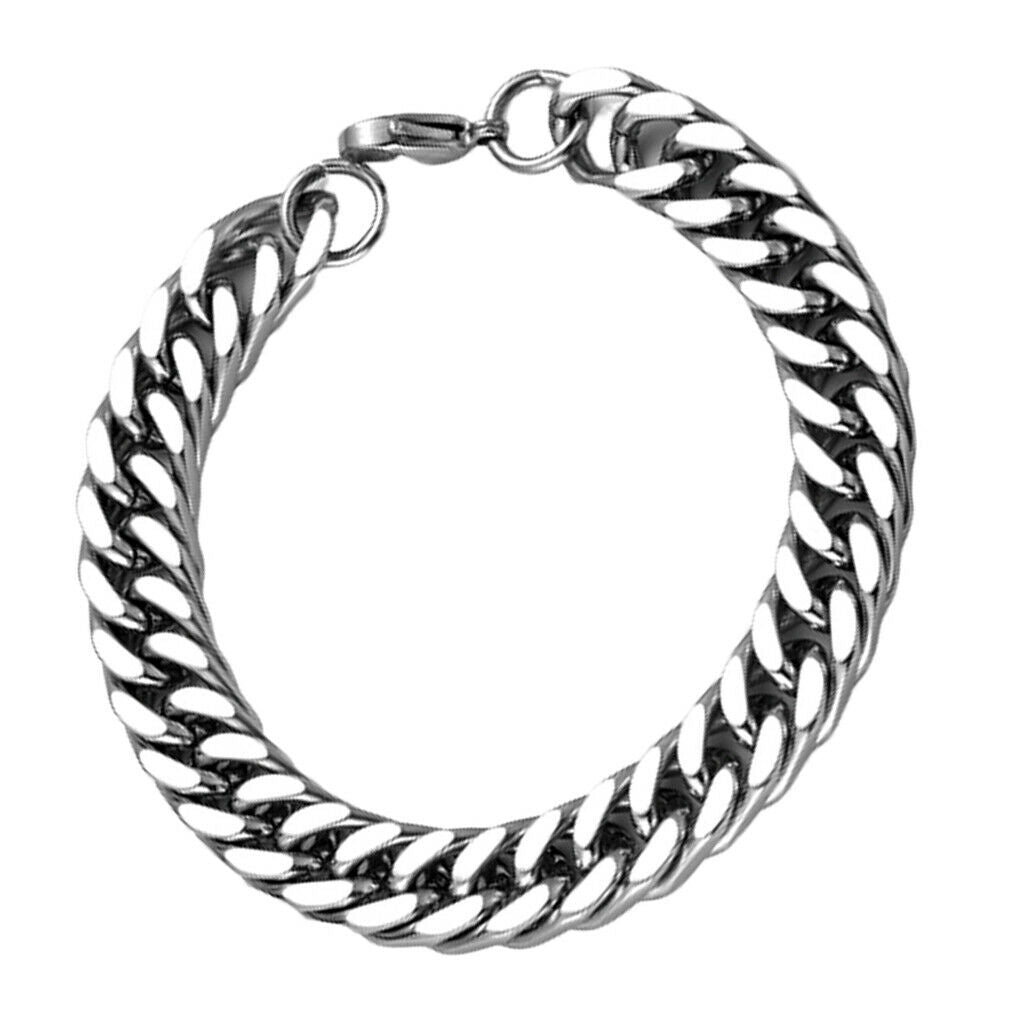 4x Casual Miami Cuban Link Chain Bracelet Teens Hip-Hop Fine Plated Bangle