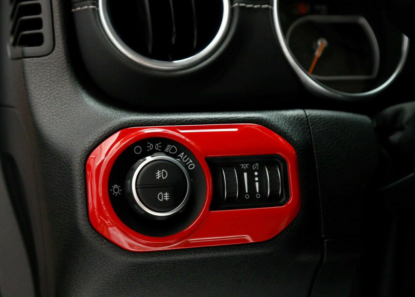 Red Headlight Switch Button Cover Trim Decoration For 2018+ Jeep Wrangler JL JT