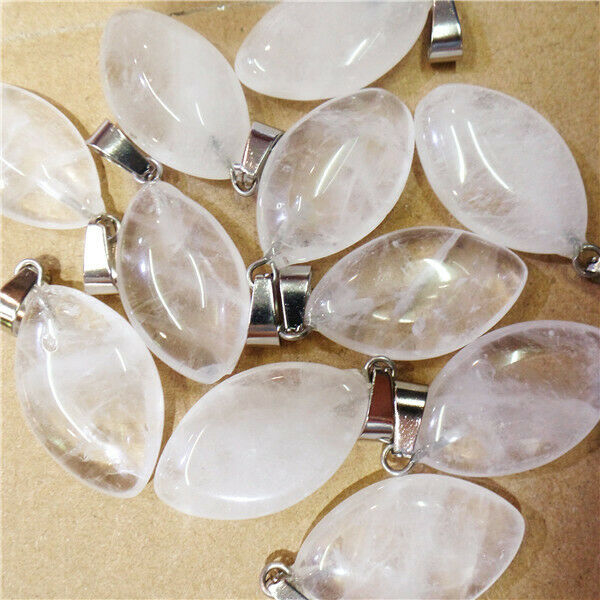 100Pcs 23x15x6mm Wholesale Natural White Crystal Marquise Pendant Bead HH8174