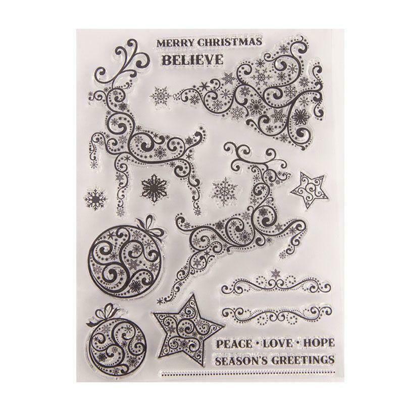 Xmas Deer Tree Silicone Clear Seal Stamp DIY Scrapbooking Embossing Photo Album
