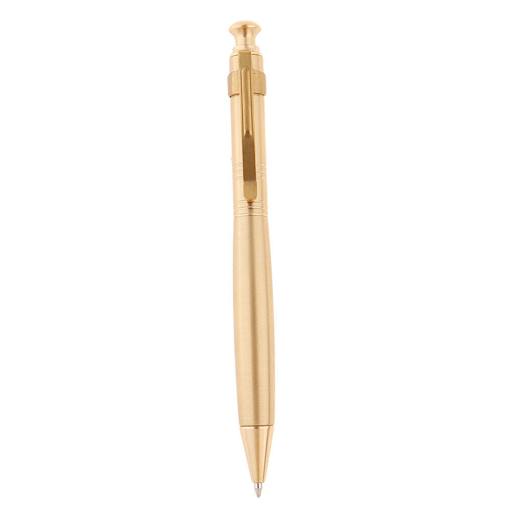 Handmade Brass Ballpoint Gel Ink Pen, Carefully Polished, 9.7cm Press