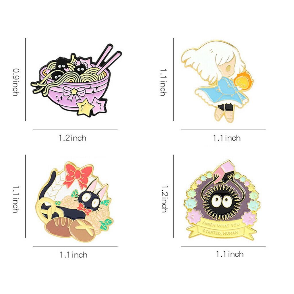 4Pcs Anime Brooch Pins Set Novelty Cute for Women Men Decor Prom Banquet