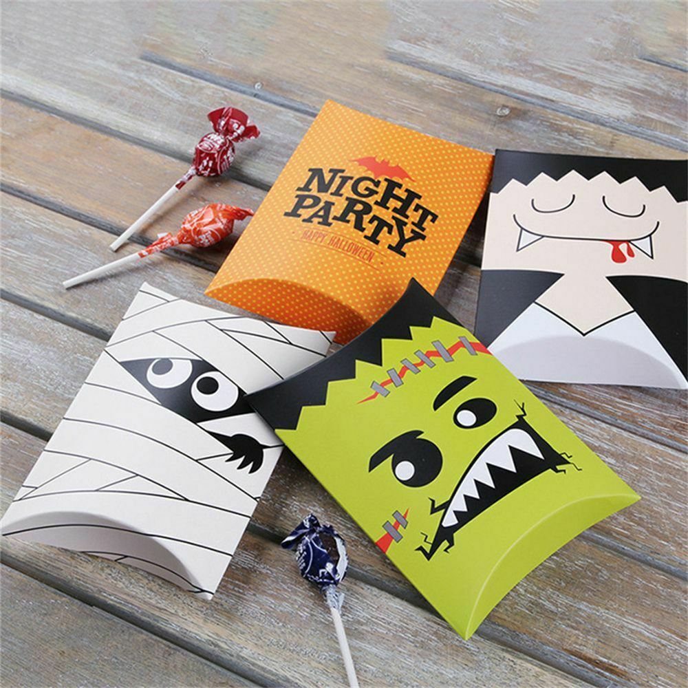 Pouch Cardboard Halloween Kraft Gift Bag Paper Candy Boxes Pillow Shape Box
