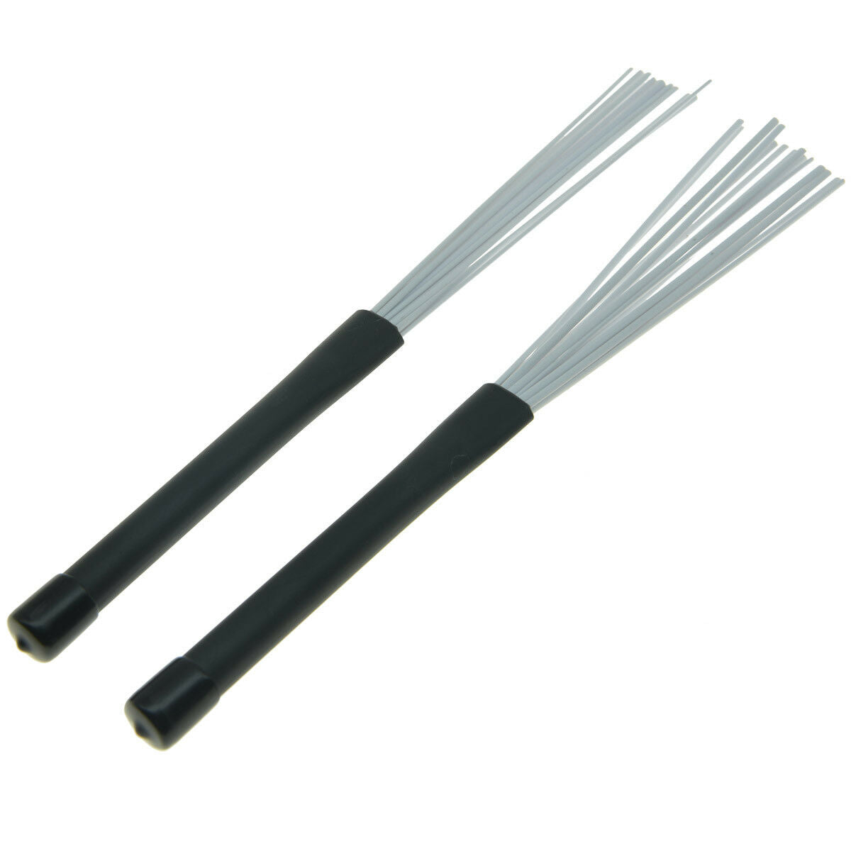 2x White Professional Jazz Drum Brushes Rubber Handle and Nylon Sticks