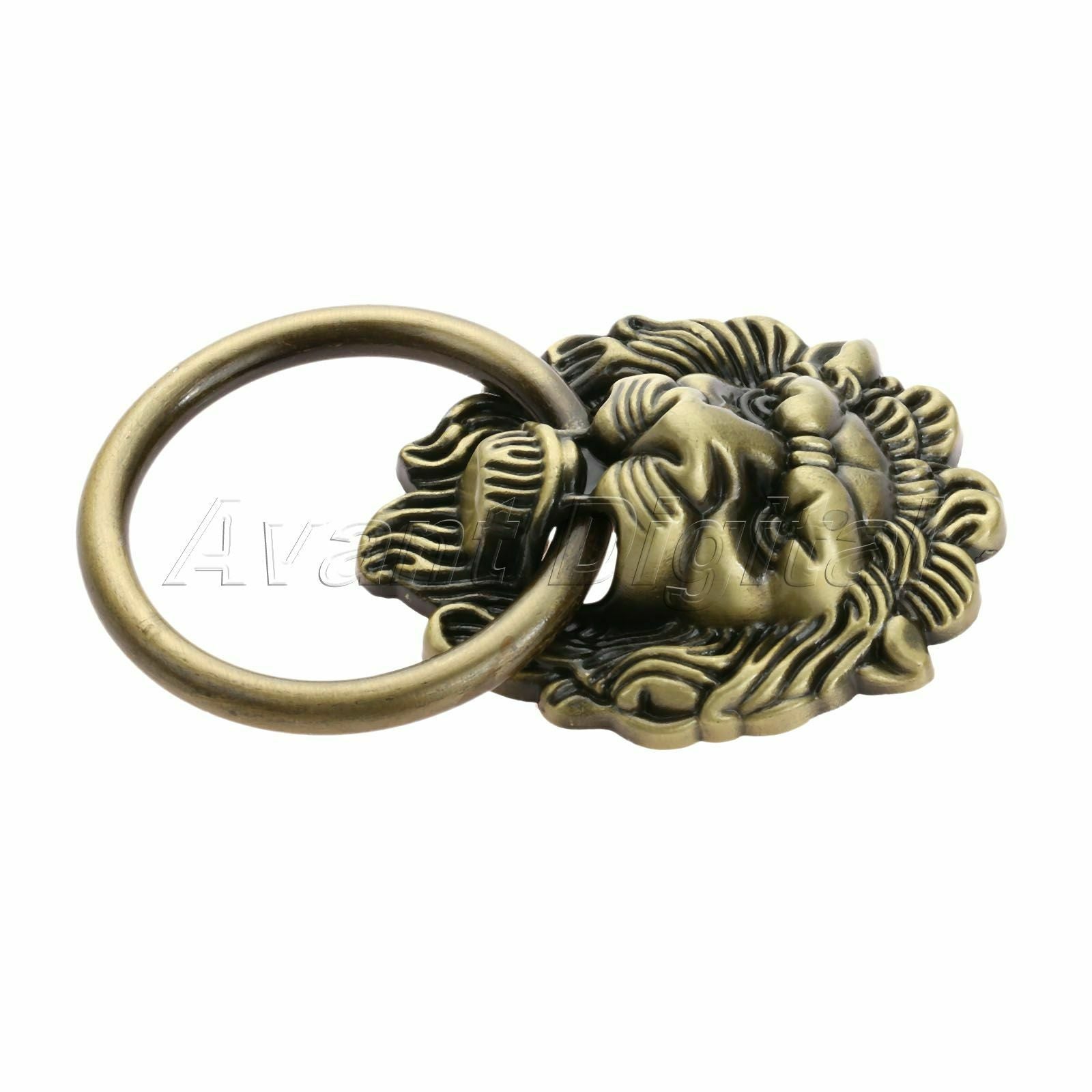 Classic Lion Head Furniture Cabinet Knobs Ring Closet Drawer Door Pull Handle