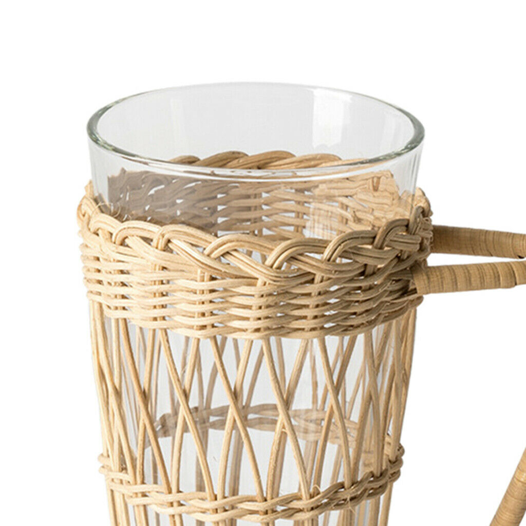 Woven Wicker Cup Holder with Protection for Tea, Water Glasses
