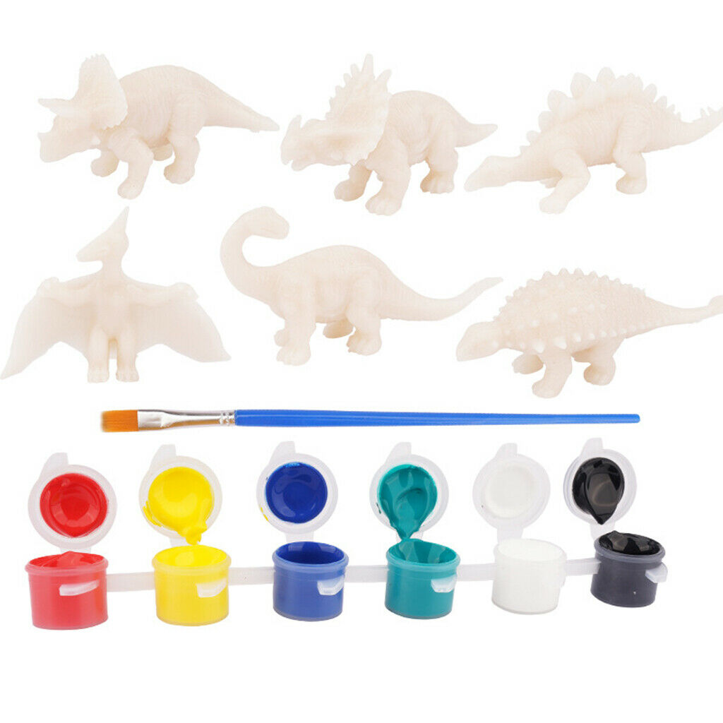 Dinosaur Painting Set with 6 Dinos & Painting Accessories, Kids Fun Paint Your