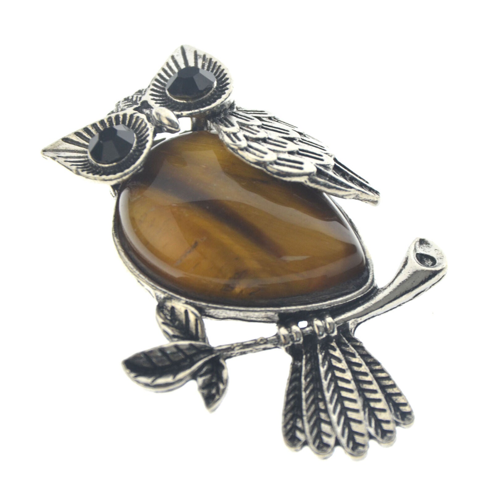 Picture Jasper stone bead Energy Reiki Healing Amulet Owl Pendant