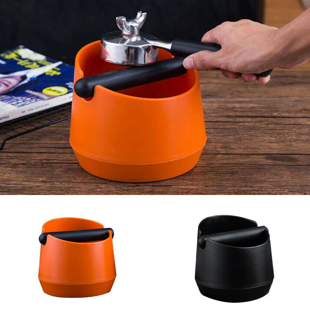 Coffee Knock Box with Handle Bucket Espresso Grinds Tamper Waste Bin Orange