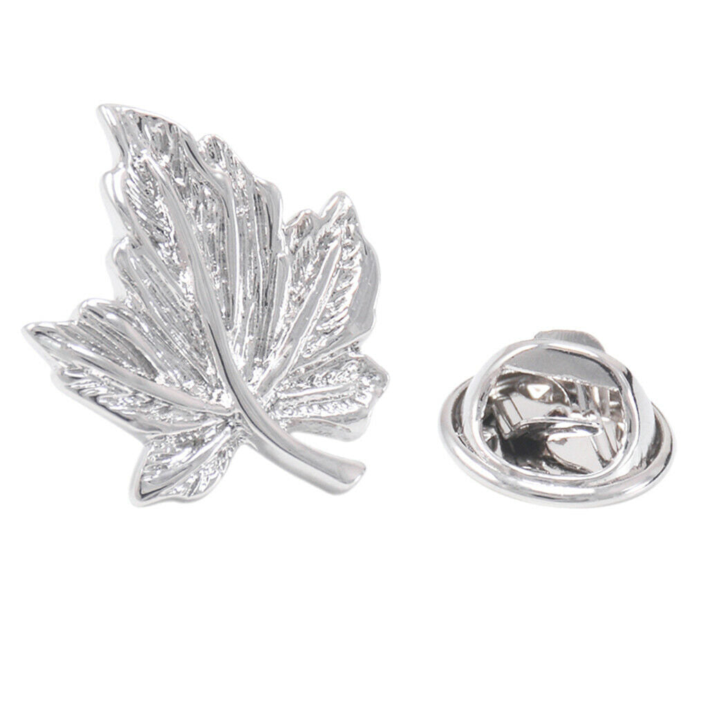 Maple Leaf Suit Shirt Collar Pin Back Lock Brooch Badge For Festival