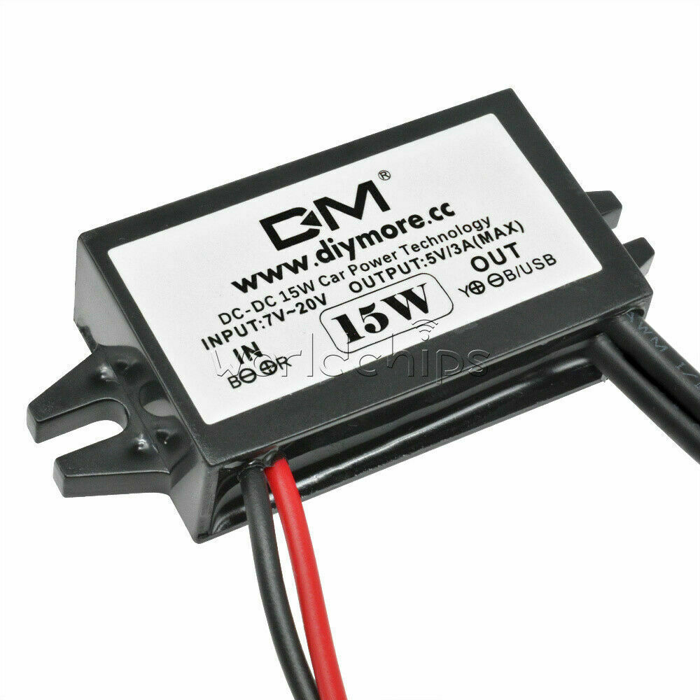 DC Converter 12V to 5V 3A Dual 2 USB Auto Power Regulator Voltage Step Down