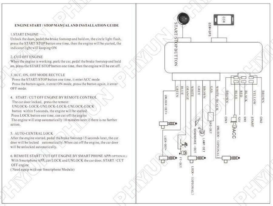 12V Universal Car One-Key Engine Start Stop Button Bluetooth Remote Control Kit