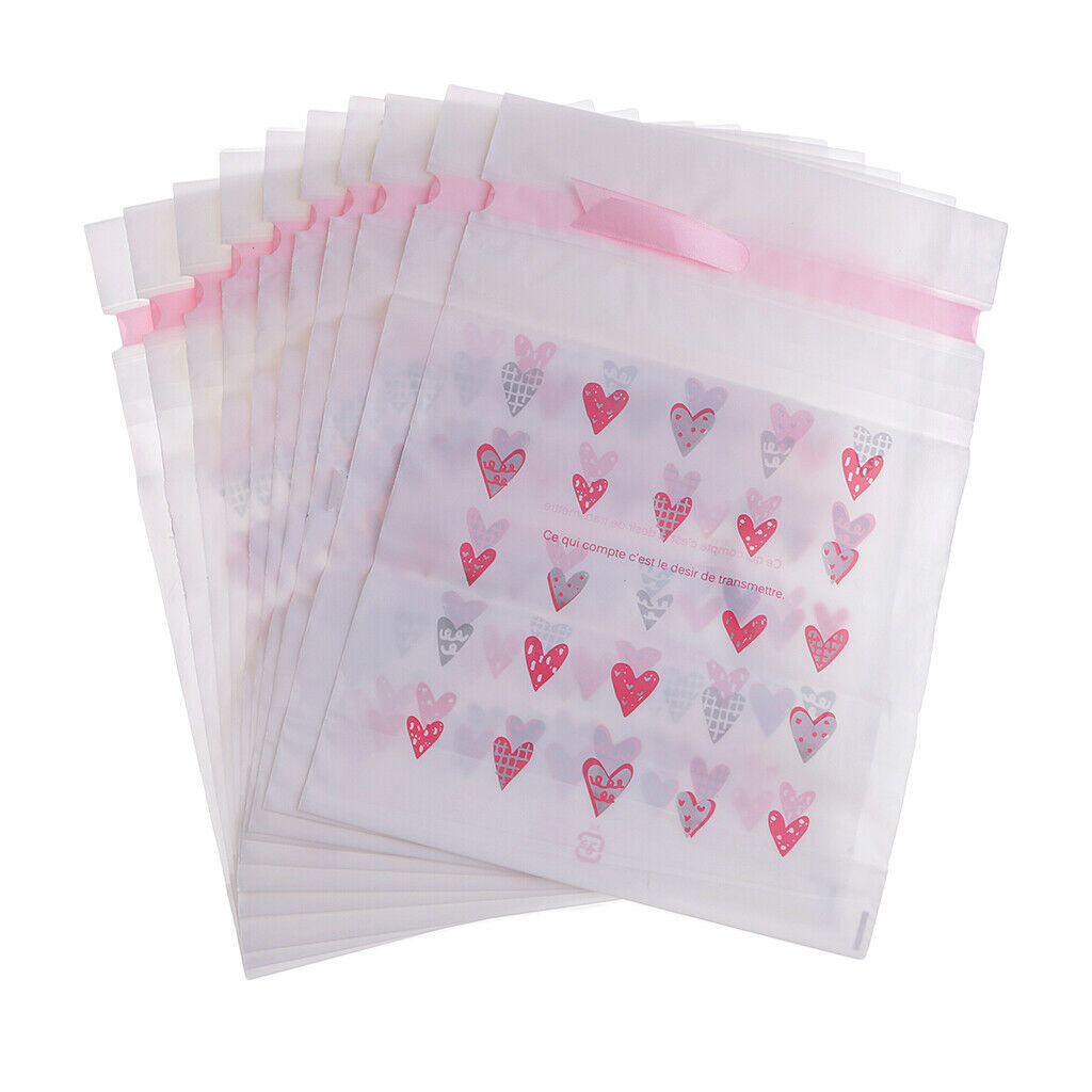 10 Pcs Pink Heart Favor Bags Drawstring Pouch Jewelry Wedding Party Bags