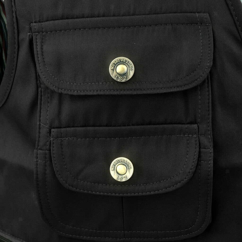 Multi-Pocket Hiking Fishing Vest Photography Waistcoat Jacket XL Black
