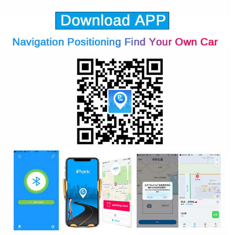 Qi Wireless Charger Automatic Clamping phone Holder Car APP Positioning Finder
