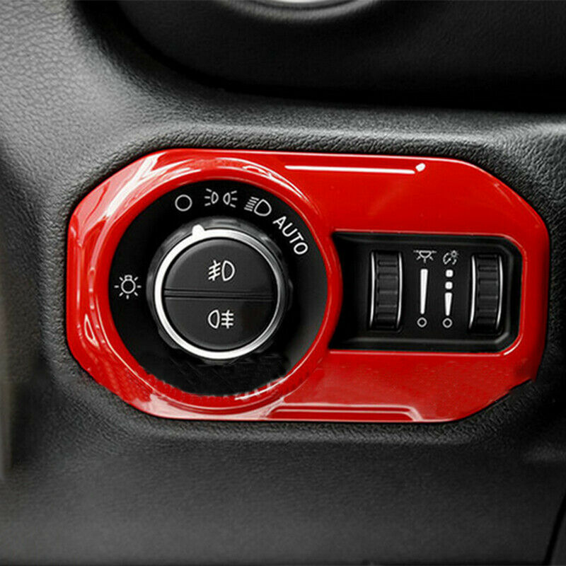 For Jeep Wrangler JL 18+ Gladiator JT 20+ Headlight Switch Button Cover Trim Red