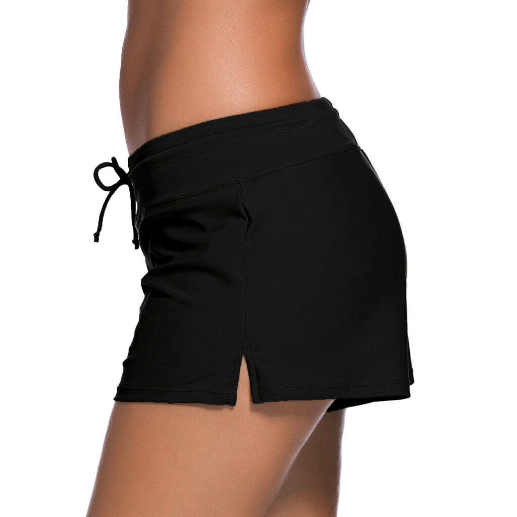 Women Swim Boardshort Boy Style Shorts Surf Bikini Swimwear Bottom 3XL Black