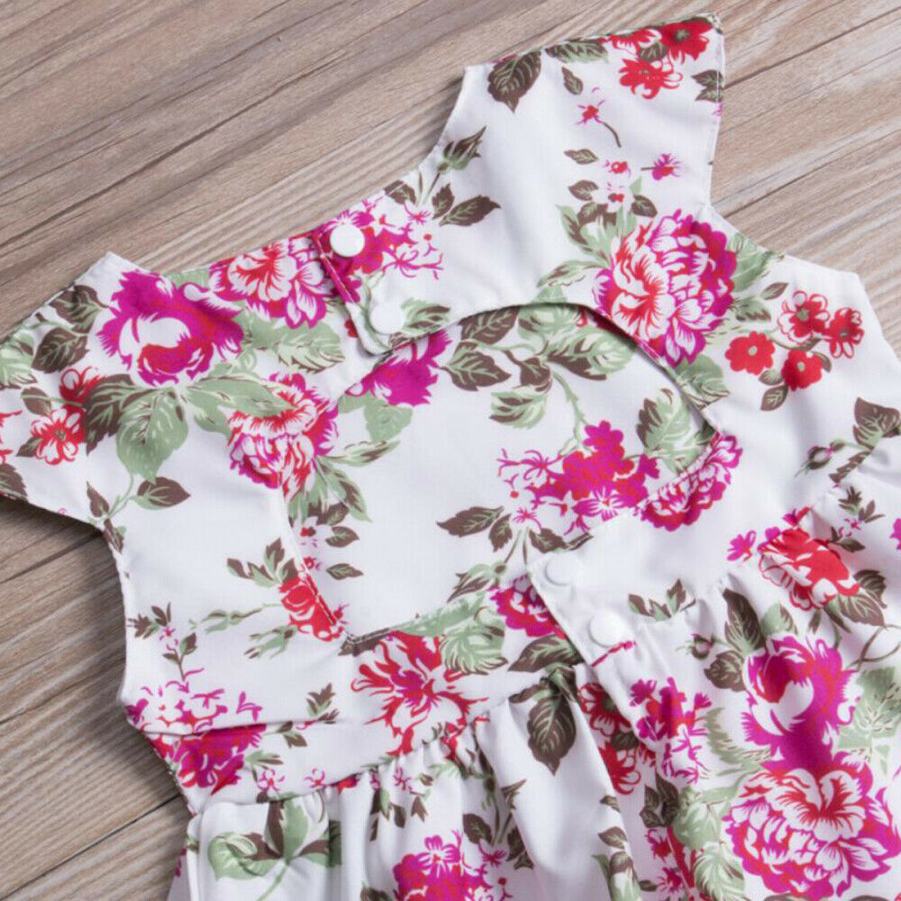 Toddler Baby Girl Floral Dress Infant Romper Overall  Backless Tops+ Shorts Set
