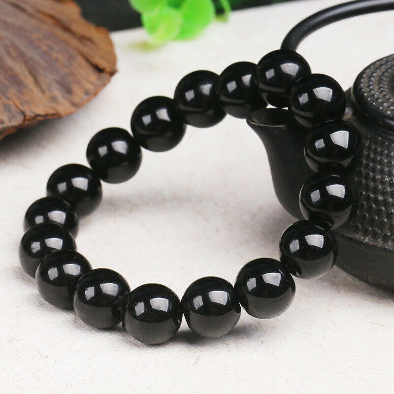 Lymphatic Drainage Black Obsidian Bracelet Prayer Blessing Blackstone Jewelry^US