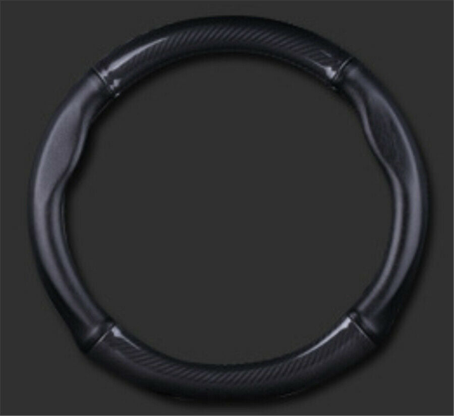 15 inch Carbon Fiber Stitching Steering Wheel Cover Black Non-slip black