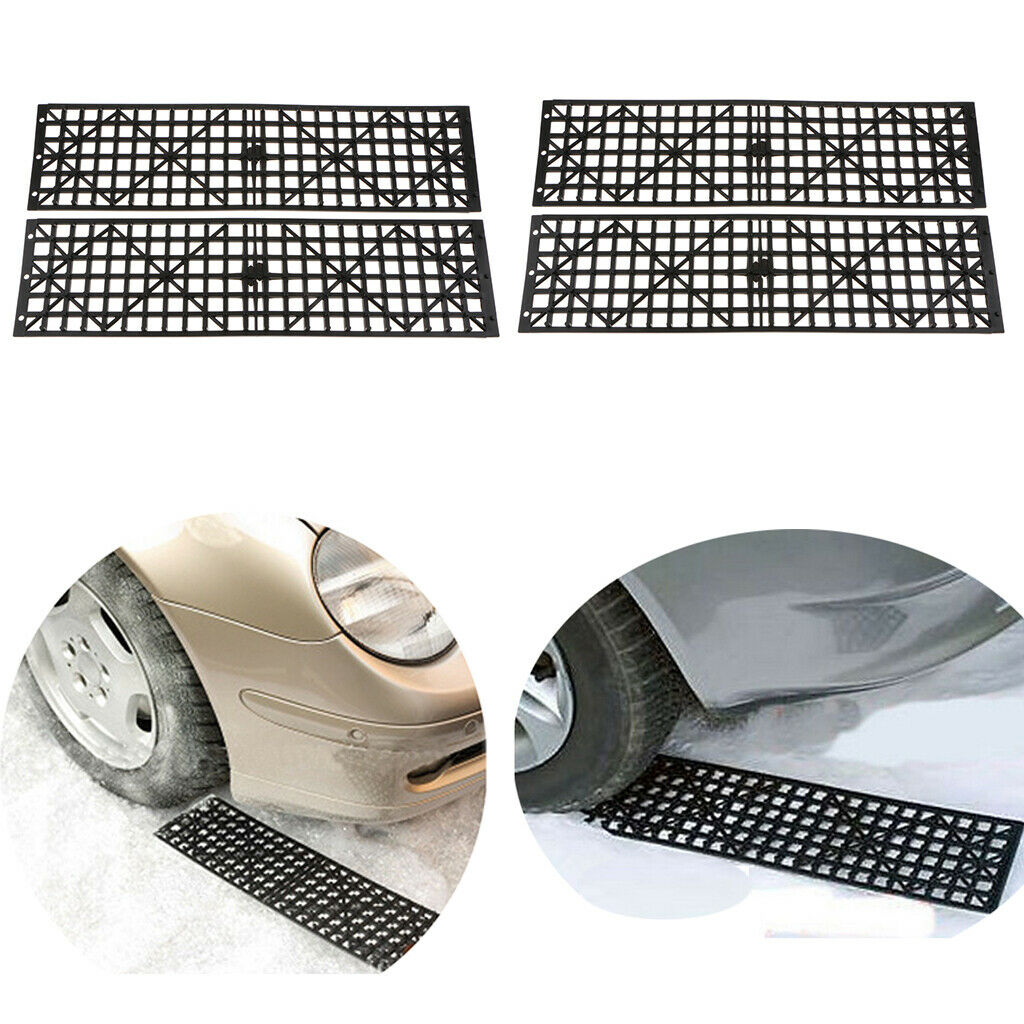 4pcs Lightweight Emergency Tire Traction Mats Tire Anti Skid Plates Black