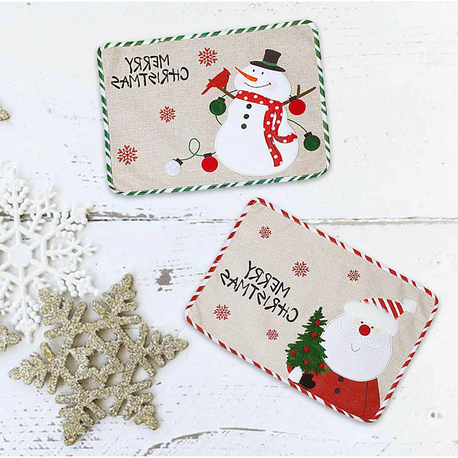 Placemat Decoration Rectangle dinner Christmas Embroidery for Xmas New Year