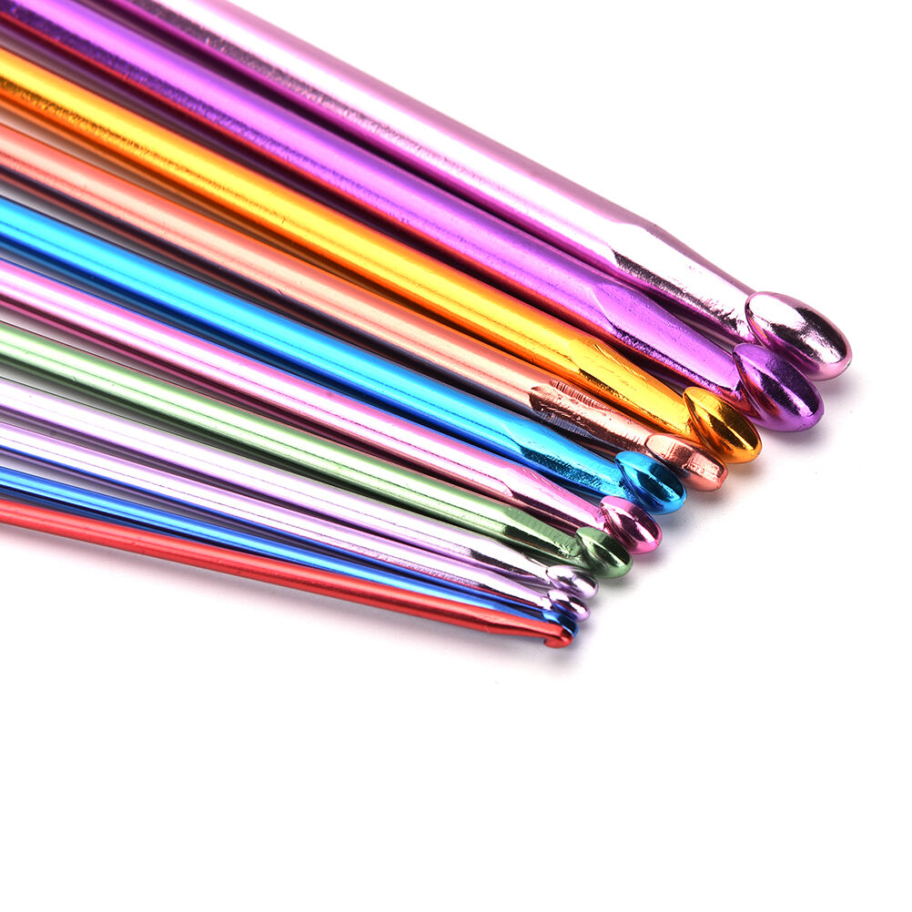 11X 10.6" multicolour Aluminum TUNISIAN / AFGHAN Crochet Hooks Needles 2- 8mm.DD