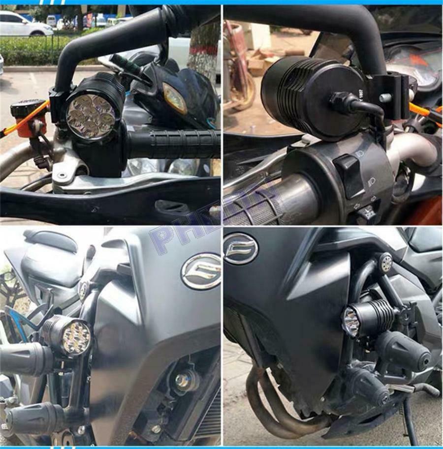 2Pcs 120W 12000LM Motorcycle LED Spot Lights Fog Lamps w/ Switch Universal