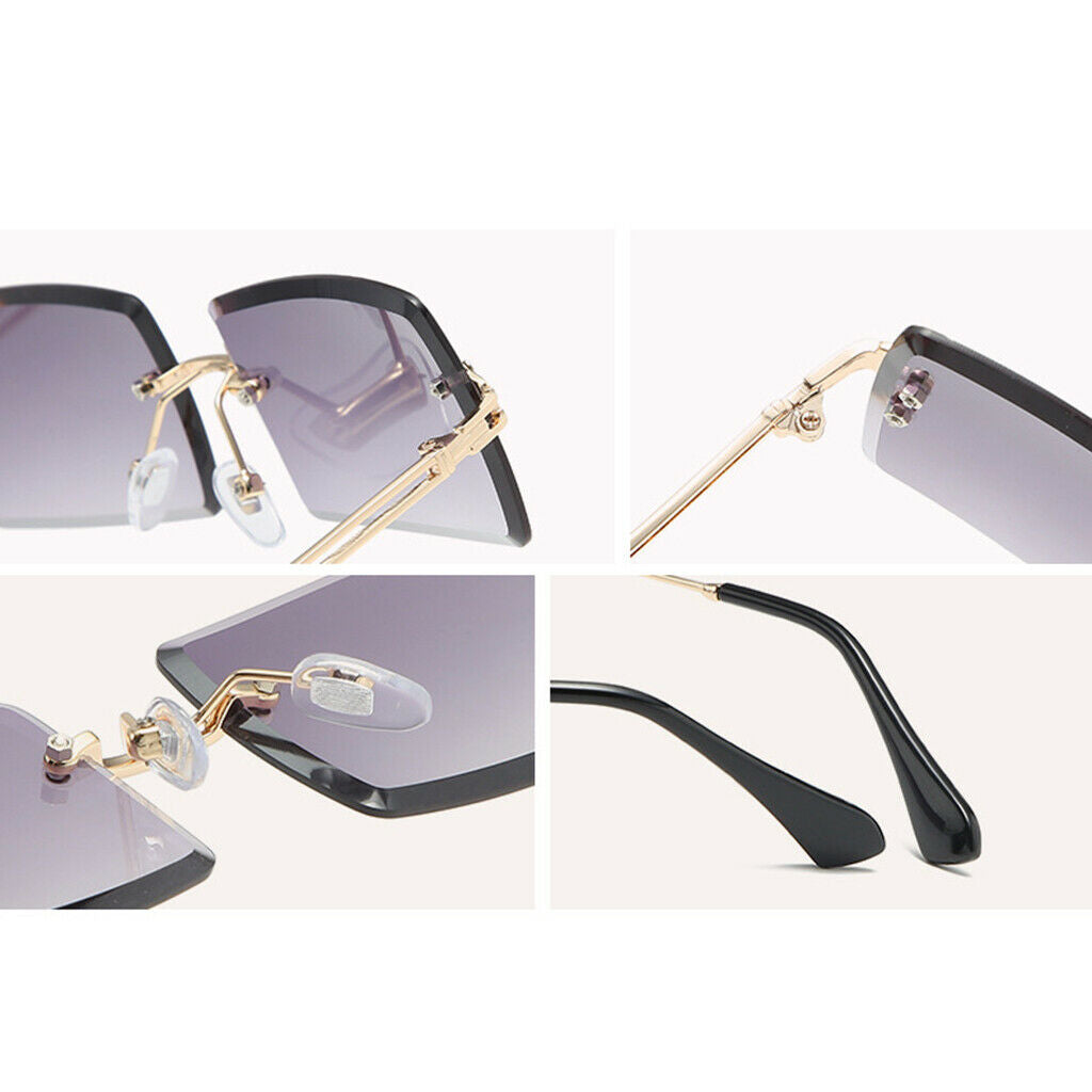 3x Womens Rimless Sunglasses Retro Classic Tinted Lens Metal Frame Anti UV