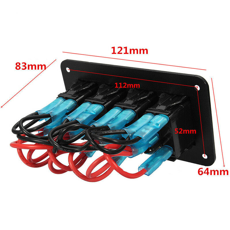 4 Gang Dual LED Switch Panel Light Bar Car Caravan Marine Boat Rv Rocker 12V  Tt