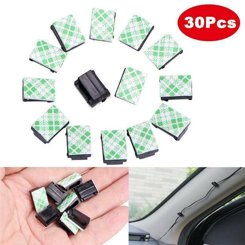 30pcs Self-Adhesive Cable Car Wire Clips Ties Plastic Rectangle Cable Holder New