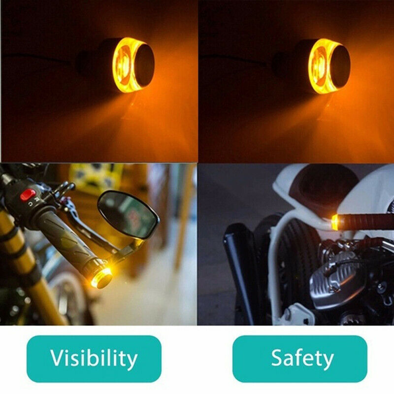 1 Pc LED Motorcycle Handlebar End Turn Signal Light Yellow Indicator FlasWGFSFBD