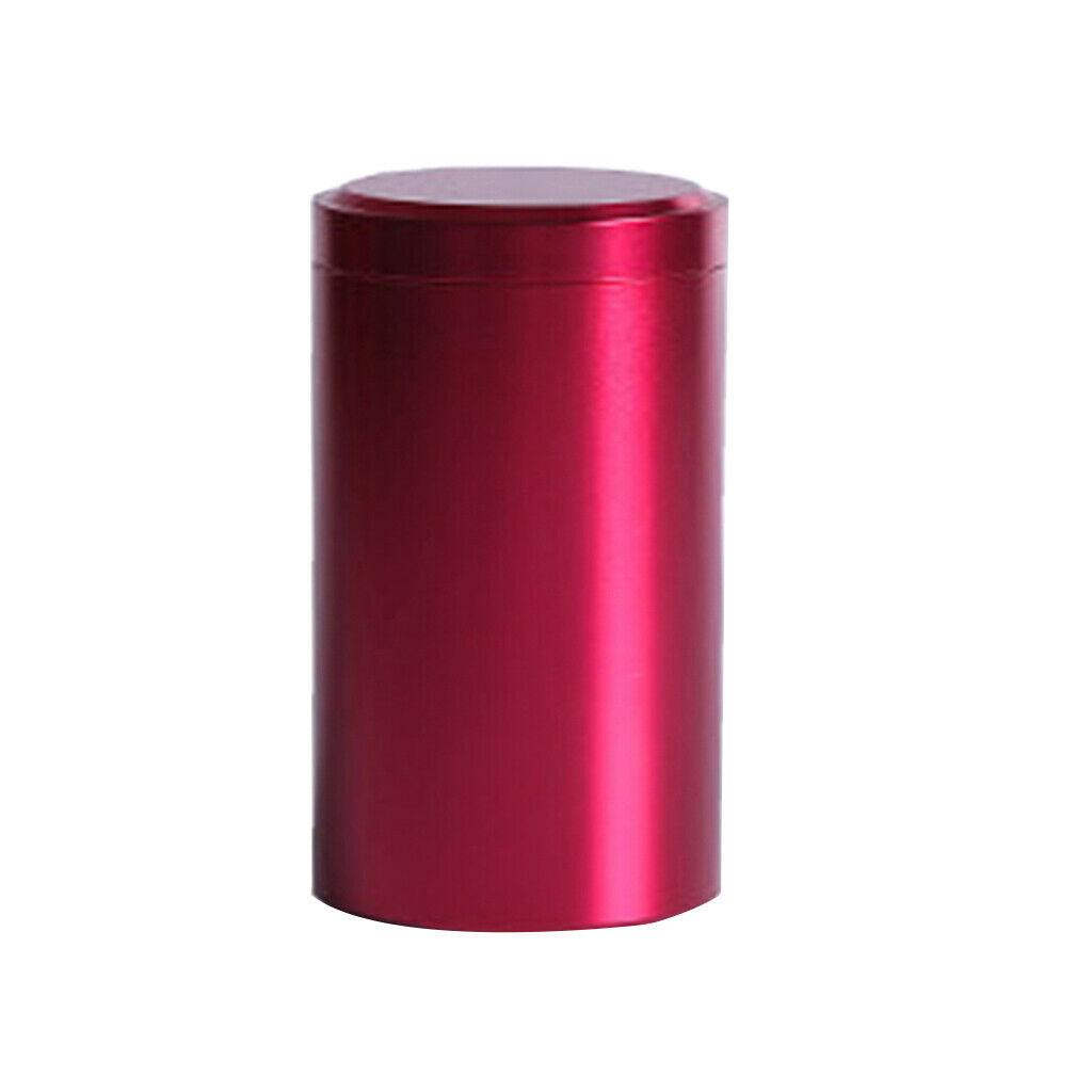 Protable Red Aluminium Alloy Tea Tin Coffee Canister Jewelry Round Box Case