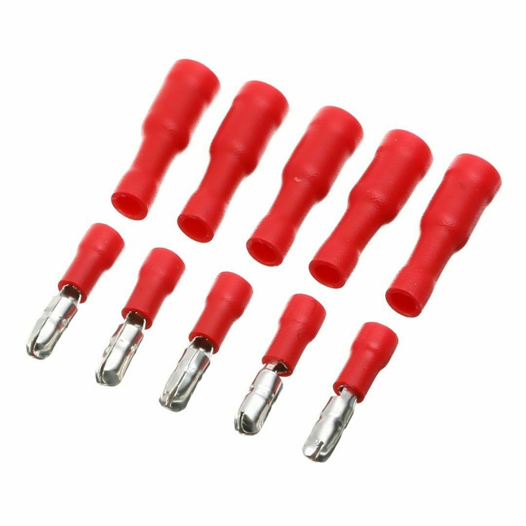 100X Red Male+Female Plug In Connector Bullet Crimp Terminals Wiring Insulated