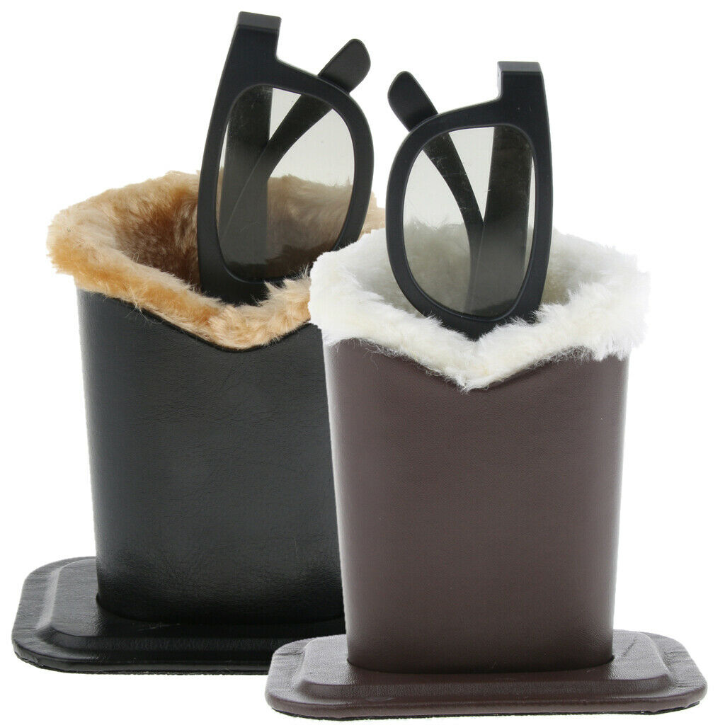 2 Pieces Anti-Scratch PU Upright Desktop Storage Case Plush Lining Eyeglass