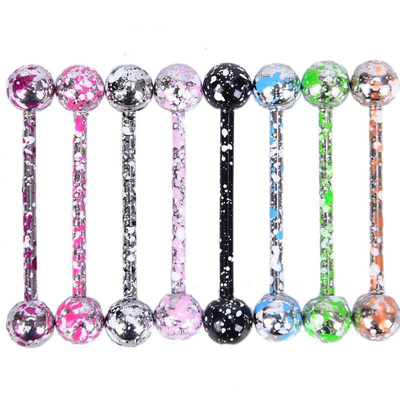 8PCS/Set Mix Colorful Stainless Steel Ball Tongue Bar Ring Body Piercing J.l8